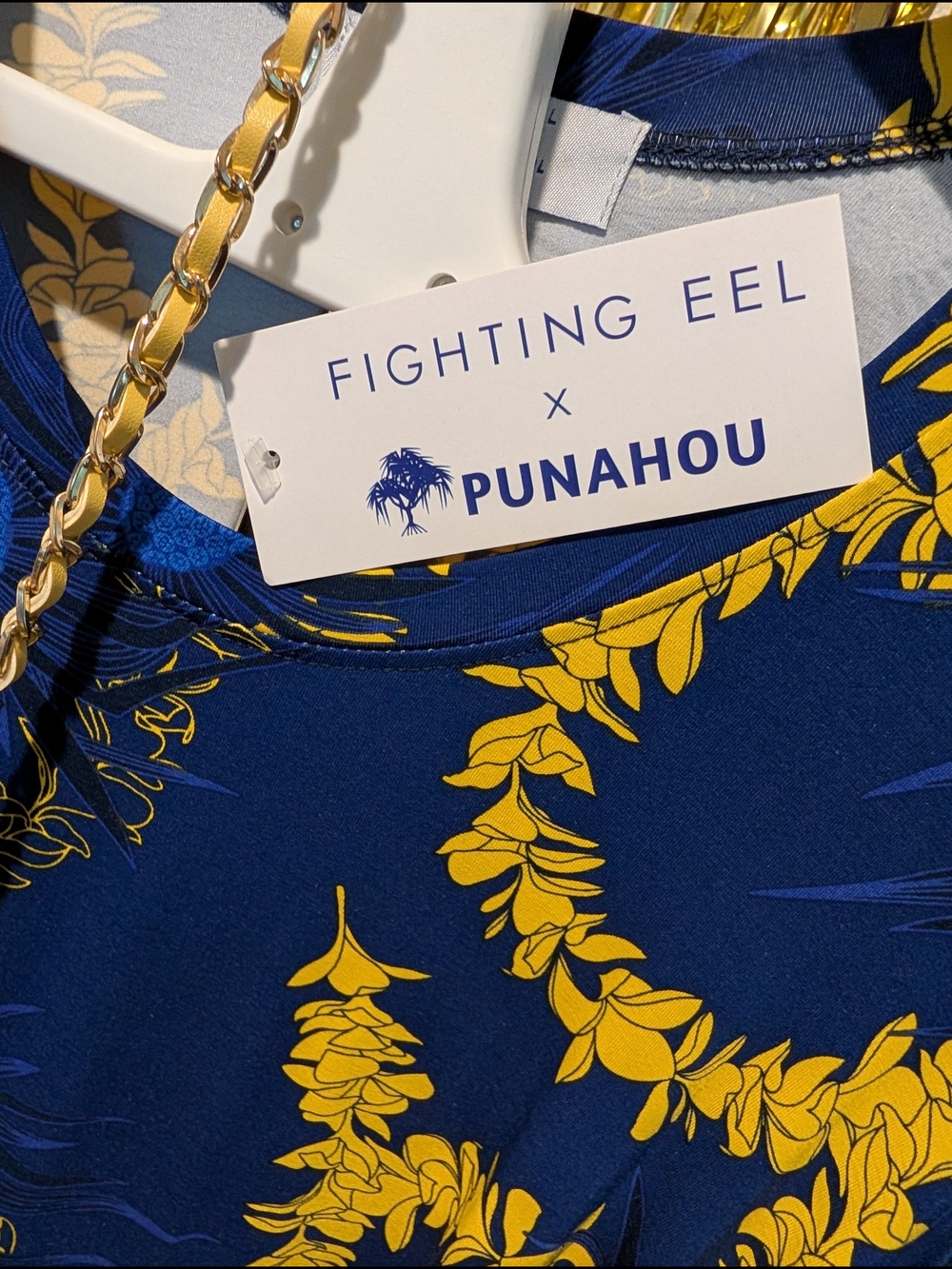🔥Fighting Eel x Punahou Navy Yellow Floral Swing Dress, Size L - Picture 4 of 8